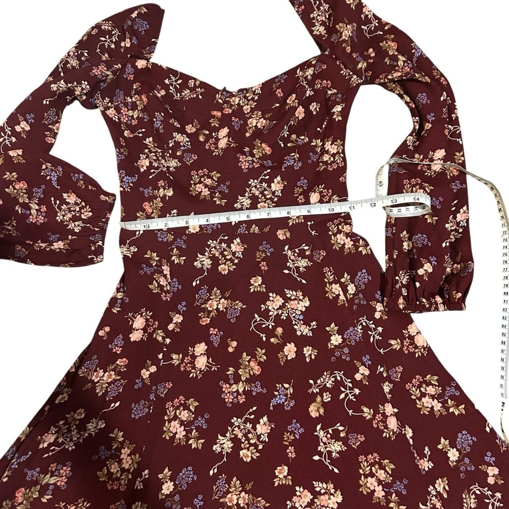 Reformation Mochi dress Chantelle maroon floral size 4 smocked milkmaid babydoll - Picture 9 of 9